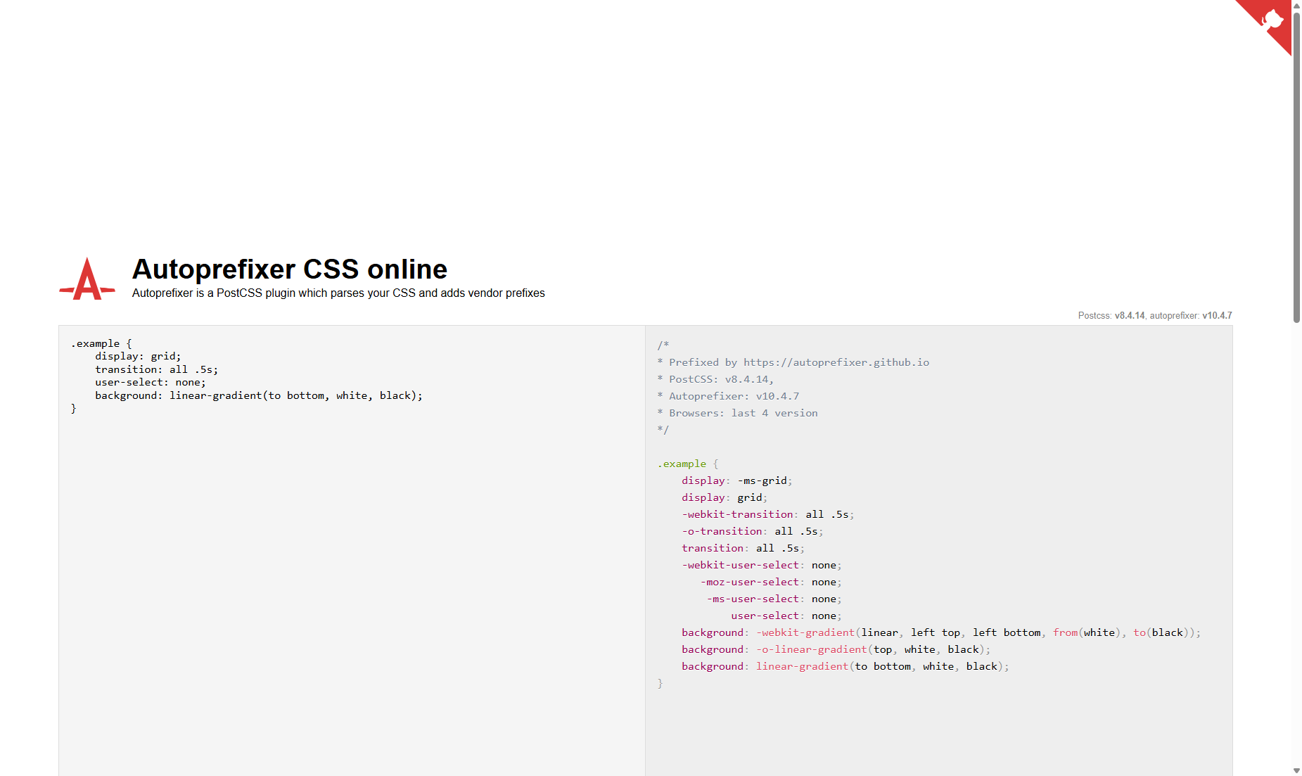 Autoprefixer CSS Online