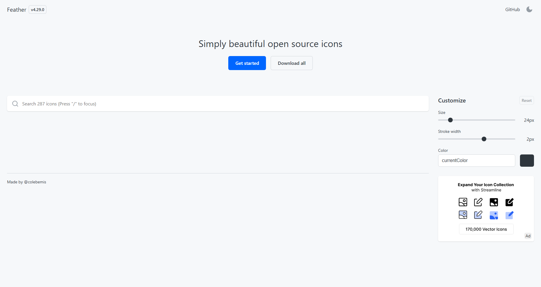 Feather – Simply beautiful open source icons