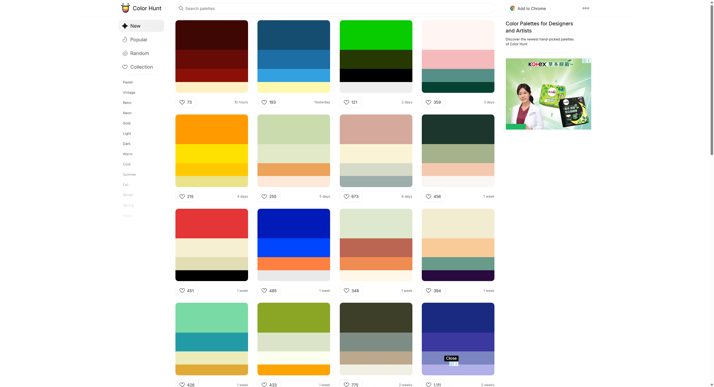 Color Hunt - Color Palettes for Designers and Artists