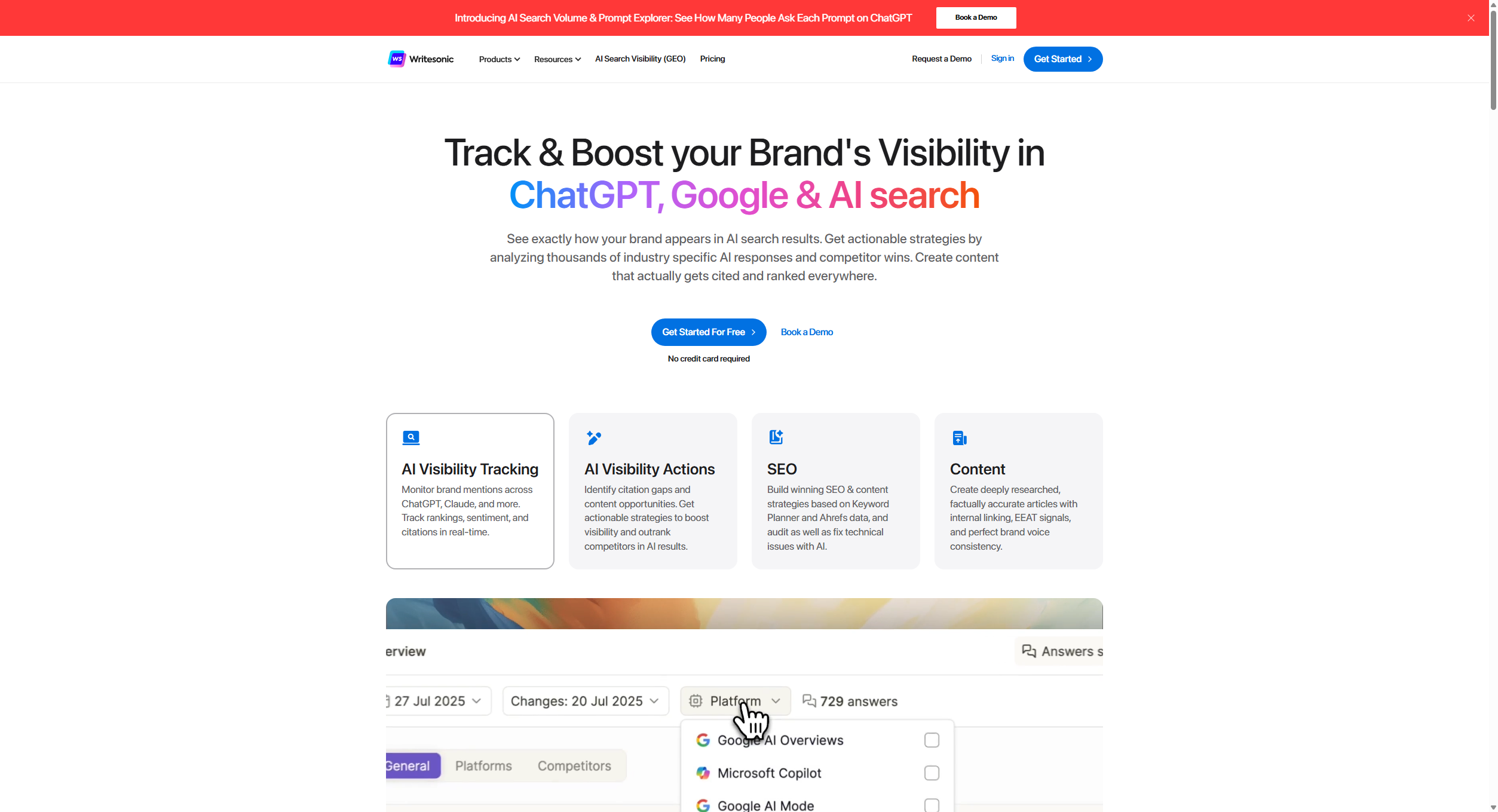 Writesonic - AI Search Visibility & SEO Automation