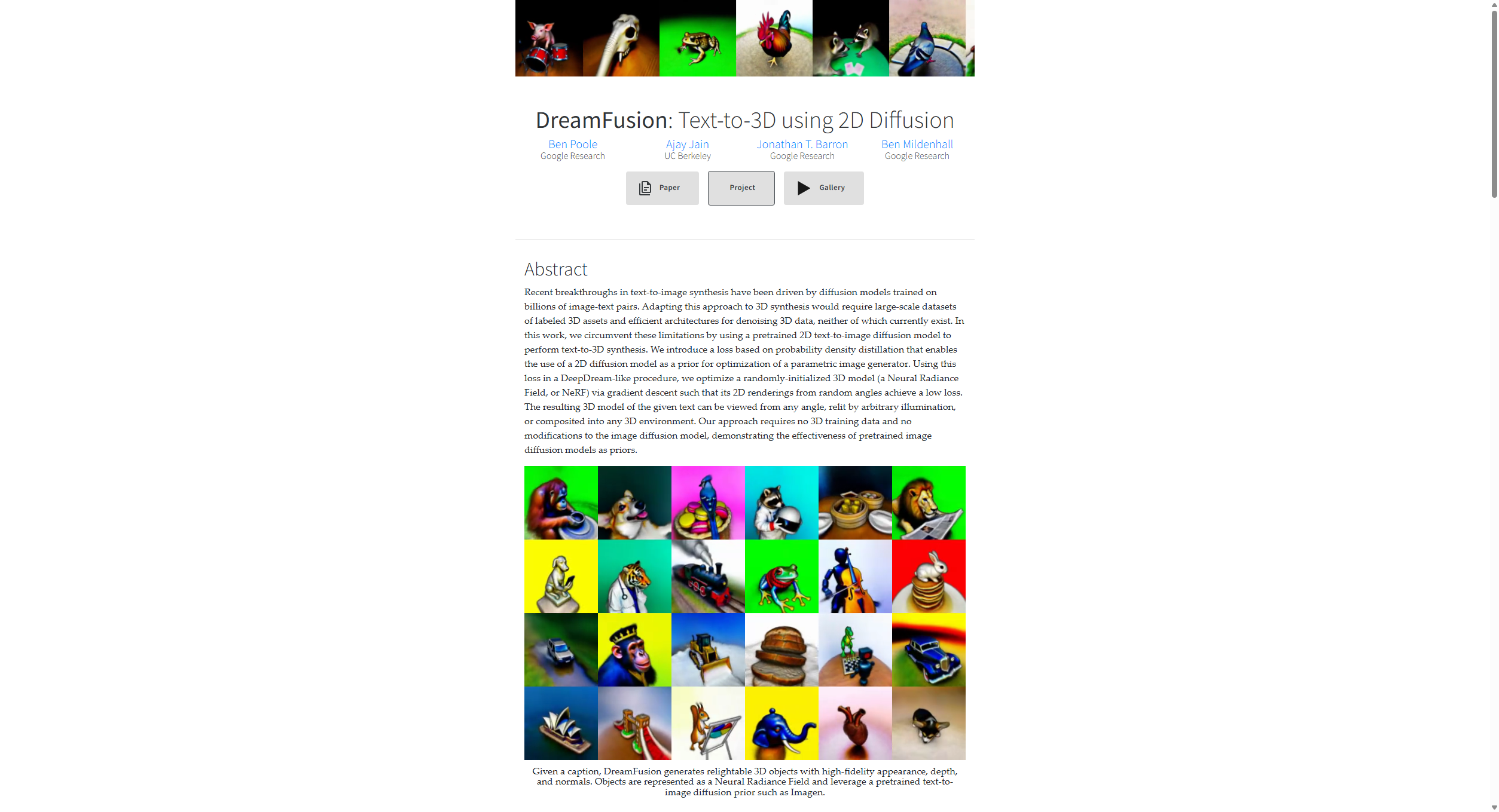 DreamFusion: Text-to-3D using 2D Diffusion