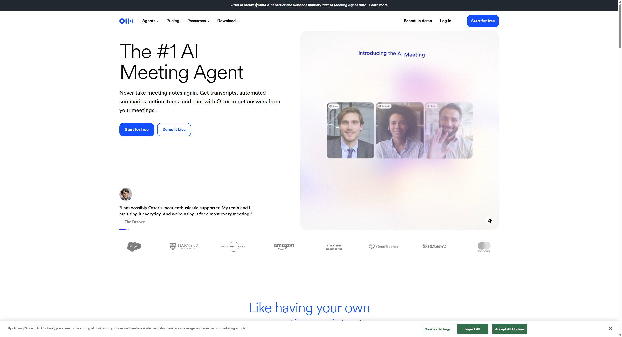 Otter Meeting Agent - AI Notetaker, Transcription, Insights